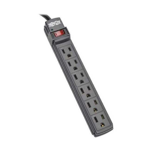 Tripp Lite Power Strip, 5-15R, 5-15P, 6 ft., Black PS66B