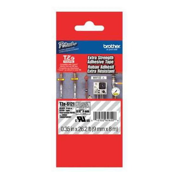 Brother Label/RibbonCartridge,Clear,Gloss,3/8inW TZES121G