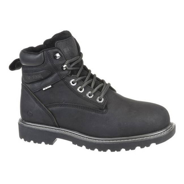 Men's 6-Inch Work Boot, 9 1/2 M, Steel Toe, 6 in H, Black, W10694