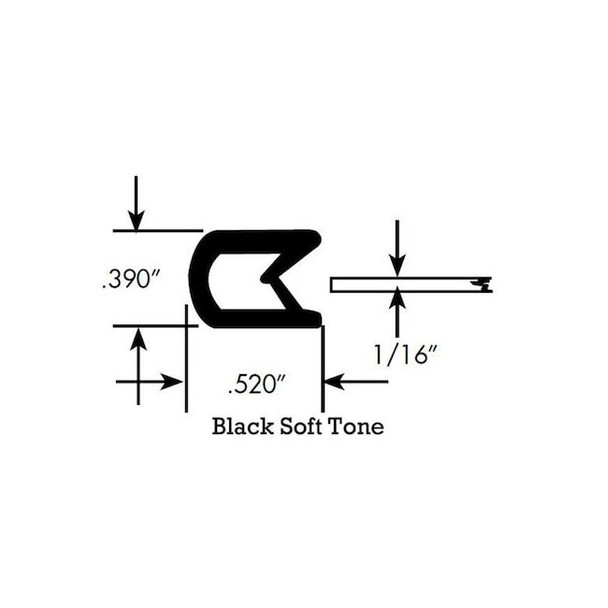 Edge Trim, PVC, 50 ft Length, 3/8 in Overall Width, Style: Edge Trim