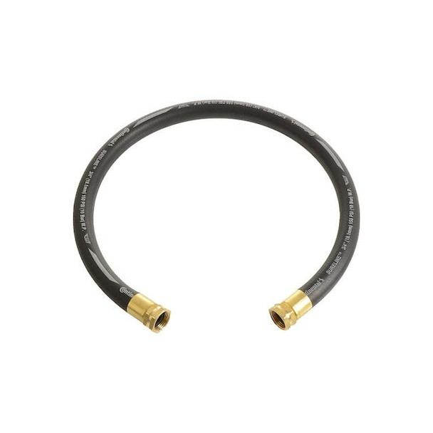 1 in ID x 12 ft L Garden Leader Hose, EPDM Tube, Black, Brass x Brass Fitting