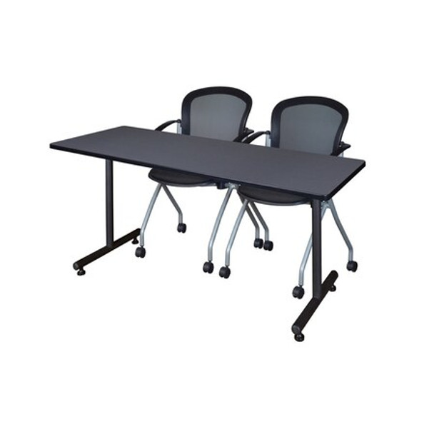 Kobe Rectangle Training Table, 66" W, 29" H, Laminate Top, Gray MKTRCT6624GY23BK