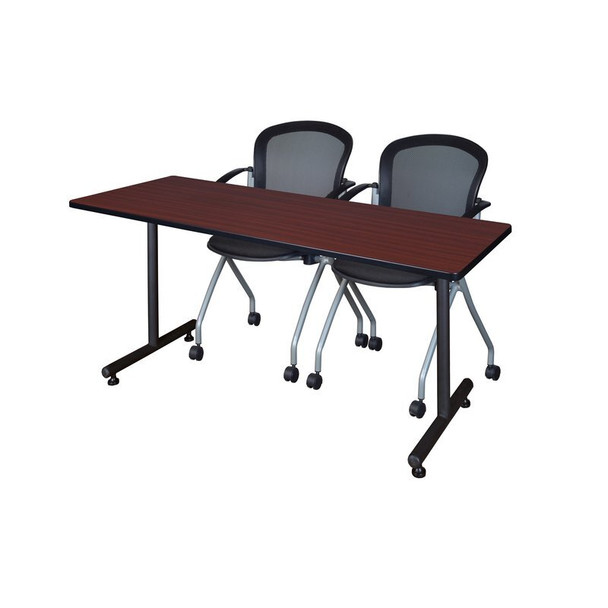 Rectangle Training Table, 66" W, 29" H, Laminate Top, Mahogany