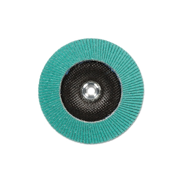 Flap Disc 577F, Alumina Zirconia, 4-1/2 in dia, 36 Grit, 13300 rpm