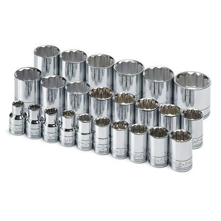 1/2" Drive Socket Set Metric 24 Pieces 10 mm to 36 mm , Chrome