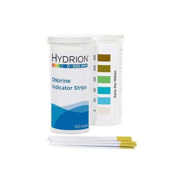 Hydrion Chlorine Test Strips,2 3/4" L,1/4" W,PK6 CH-300
