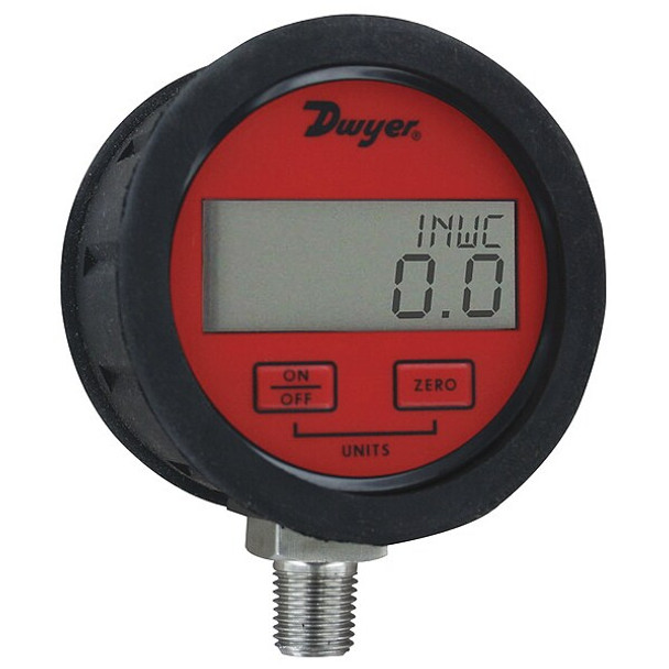 Dwyer Instruments Digital Vacuum Gauge,3" Dial Size,Red DPGAB-00
