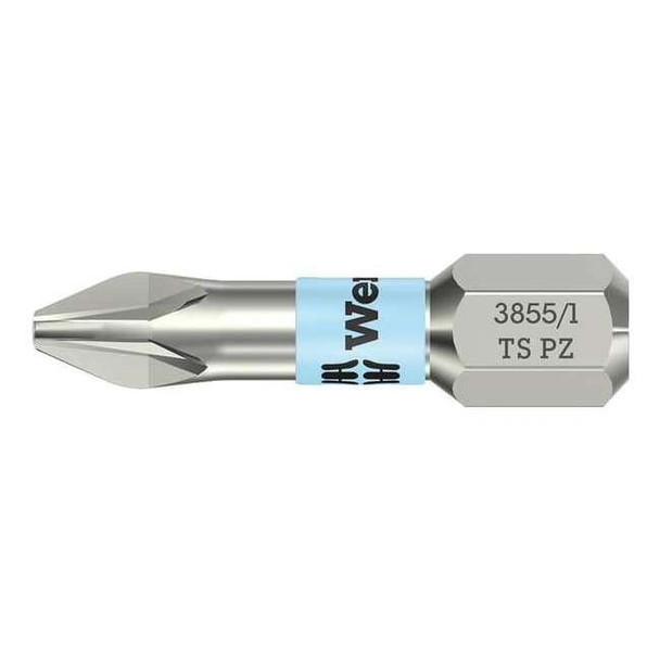 Wera Torsion Bit,SAE,1/4",Hex,No 3,1",SS 05071022001