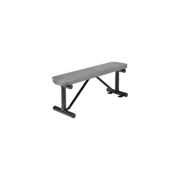 Global Industrial 4' Outdoor Steel Flat Bench Perforated Metal Gray