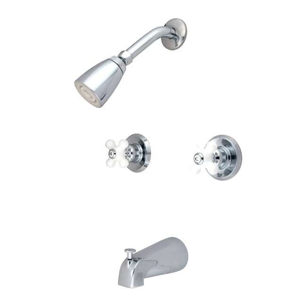 Kingston Brass Tub and Shower Faucet, Polished Chrome, Wall Mount KB241PX