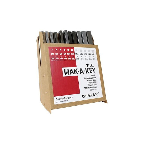 Manufacturer Varies Key Stock Assortment, Steel, Plain, 31 Pieces DISP-KSM031