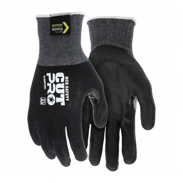 Coated Gloves, Polyurethane, Smooth, Palm, 3 Abrasion Level, Black, M 1 PR