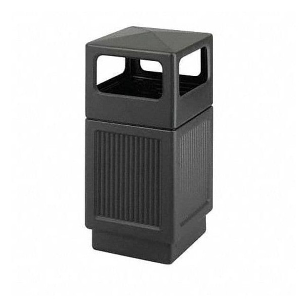 Canmeleon 38 gal Square Outdoor Can, Black, None, Plastic, 18 1/4 in