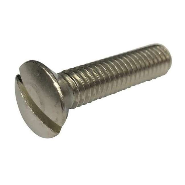 #10-24 x 1 in Slotted Oval Machine Screw, Plain Stainless Steel, 100 PK