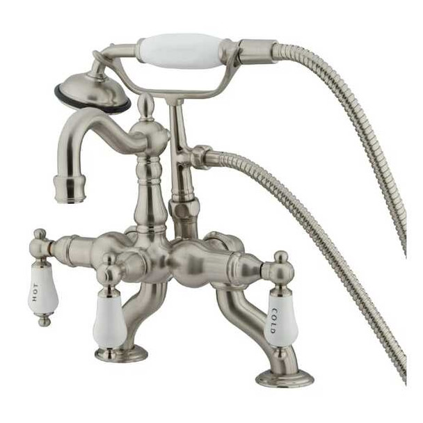 Deck-Mount Clawfoot Tub Faucet, Standard, 3-3/8", 2, Deck Mount, Brushed Nickel