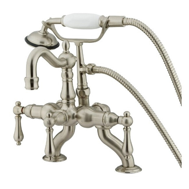 Deck-Mount Clawfoot Tub Faucet, Standard, 3-3/8", 2, Deck Mount, Brushed Nickel