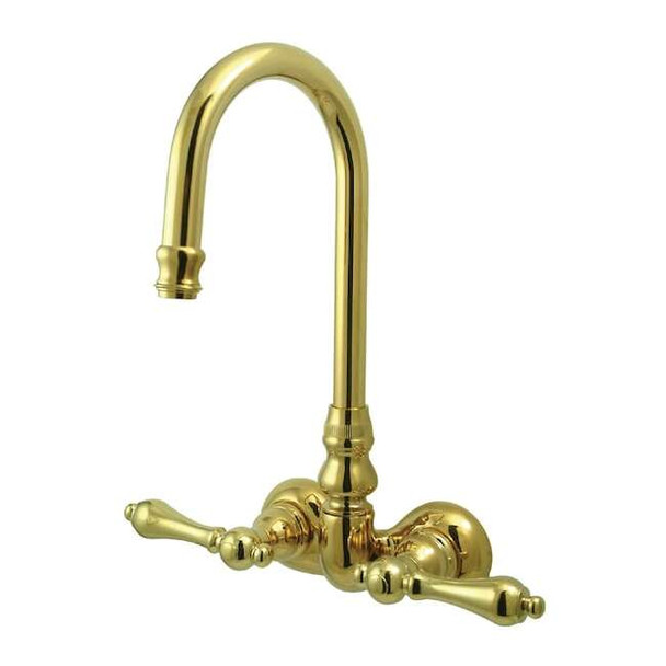 Wall-Mount Clawfoot Tub Faucet, Polished Brass, Tub Wall Mount