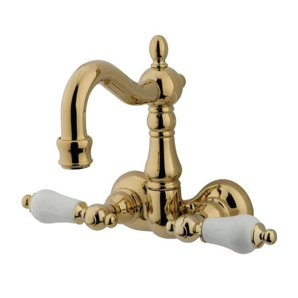 Wall-Mount Clawfoot Tub Faucet, Polished Brass, Tub Wall Mount