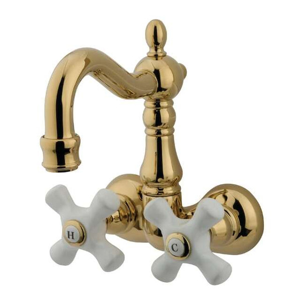 Wall-Mount Clawfoot Tub Faucet, Polished Brass, Tub Wall Mount