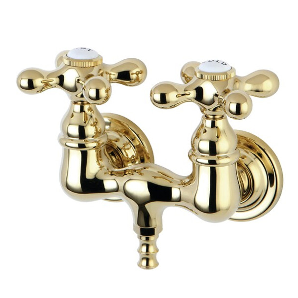 Wall-Mount Clawfoot Tub Faucet, Polished Brass, Tub Wall Mount