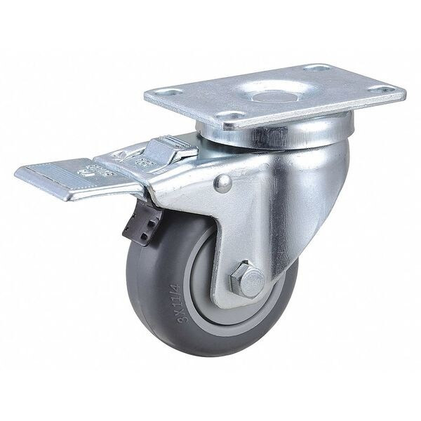 Manufacturer Varies Swivel Plate Caster w/Total-Lock,TPR,3 in,210 lb 2G035