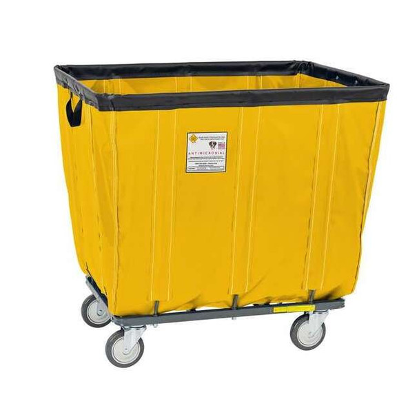Antimicrobial Vinyl Basket Truck with Steel Base, 18 Bushel, Yellow