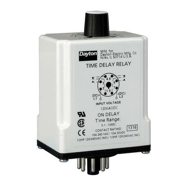 Single Function Time Delay Relay, Octal, On Delay, 1 Functions 12V DC, DPDT