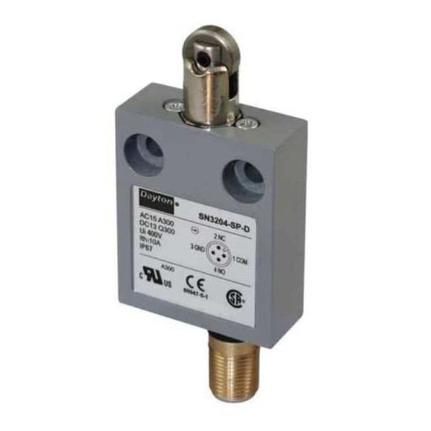 Limit Switch, Plunger, Roller, SPDT, 10A at 300V AC, Actuator Location: Top