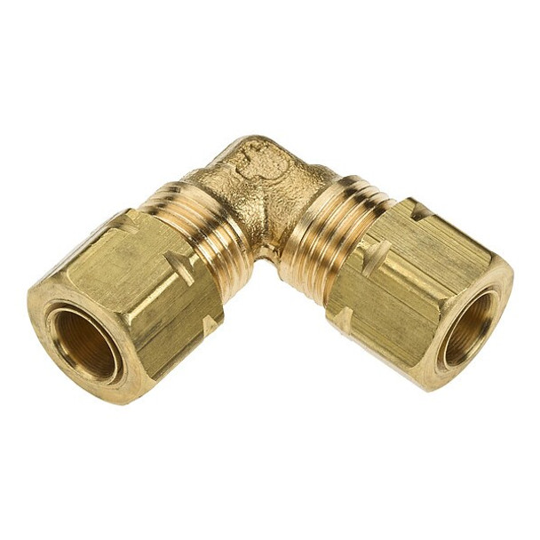 Parker Elbow, Brass, Comp. 1/4 in, Comp. 1 in 165CA-4
