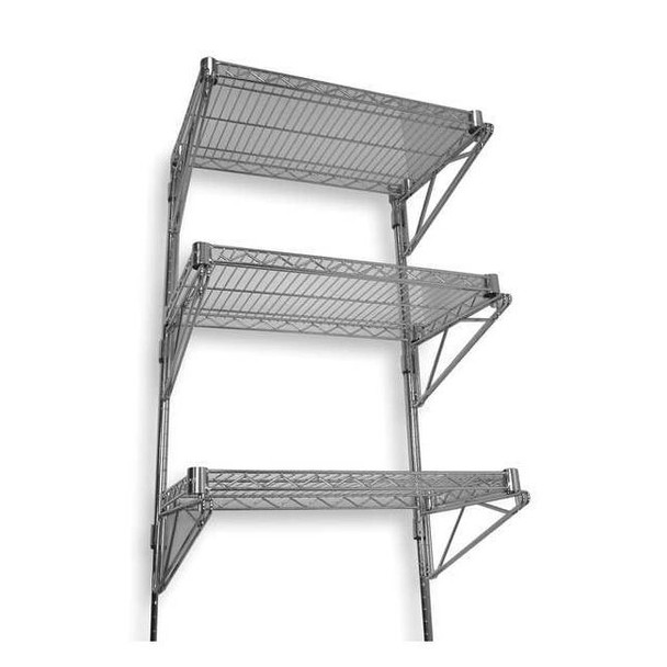 Manufacturer Varies Steel Wire Wall Shelving, 18"D x 48"W x 54"H, Chrome 2HGF3