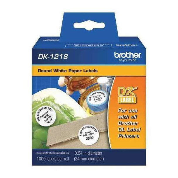 Brother Die Cut Circle Cartridge, Black/White, Labels/Roll: 1000 DK1218