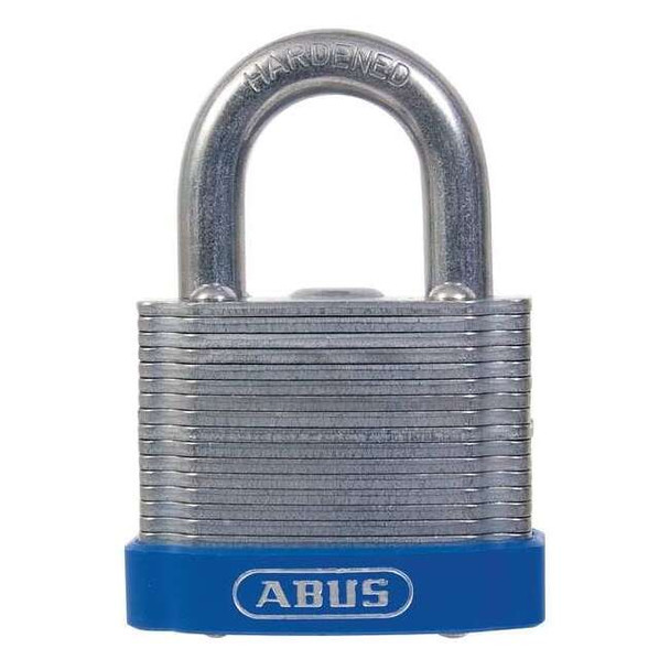 Keyed Padlock, Open, Square Steel Body, Hardened Steel Shackle, 7/8 in W