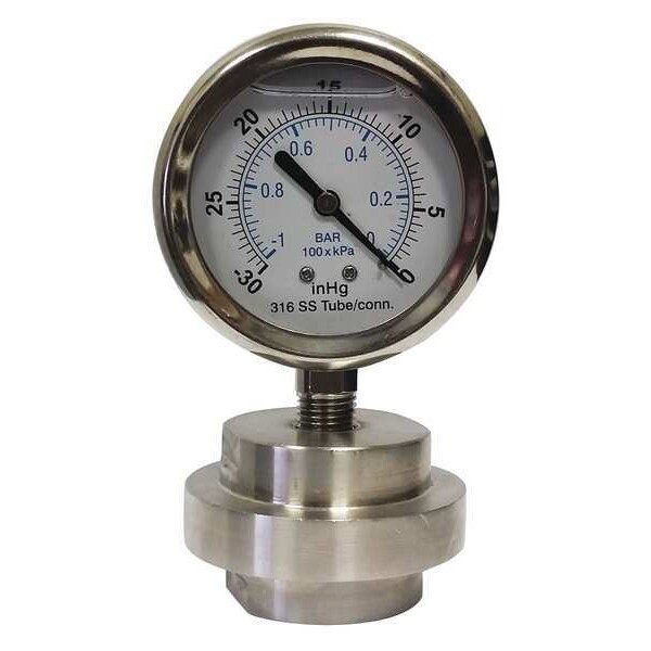 Kodiak Controls Vacuum Gauge,1/2 in. FNPT KC301L2530/0/DSM3512LP
