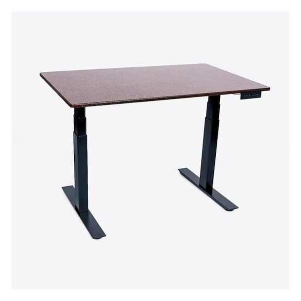 48 in  3-Stage Dual Motor Electric Stand Up Desk - Black / Dark Walnut