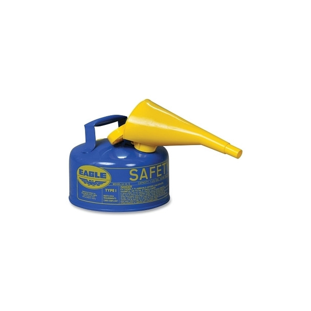 Safety Can, Type I, 1 gal, 24-ga Galvanized Steel, Kerosene, Blue