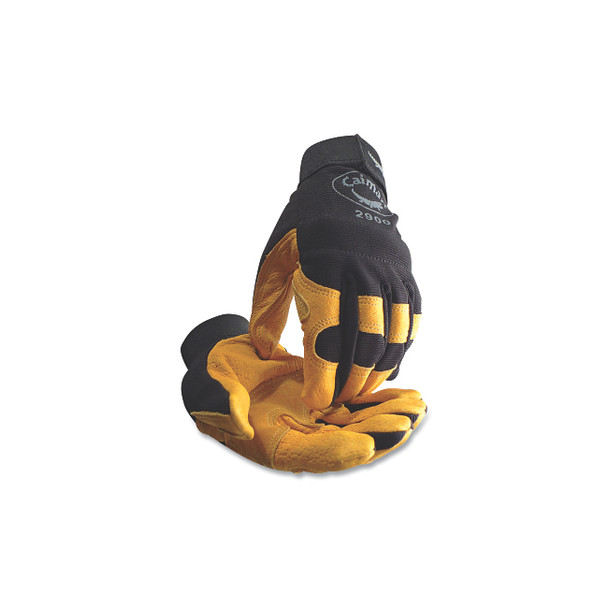 2900 Pig Grain Palm and Knuckle Protection Mechanics Gloves, X-Large, Black/Yellow Pack of 12