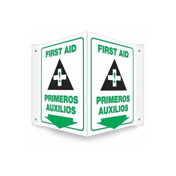 FIRST AID/PRIMEROS AUXILIOS, 14 in W x 12 in H, V-Shape Projection, PETG, 480Y38