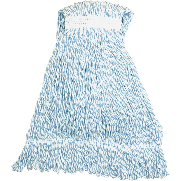 Genuine Joe Blue Stripes Hygrade Rayon Mophead - Medium - Rayon, Yarn - 1 Each