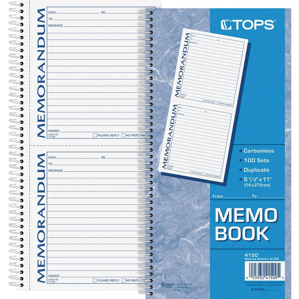 TOPS  Memo Form Book 4150