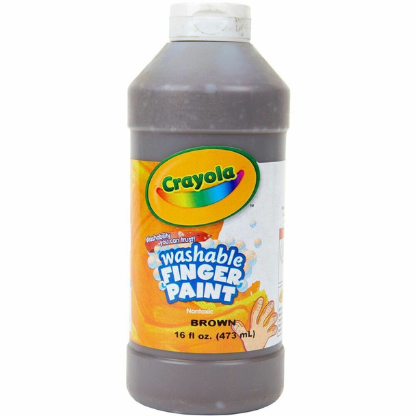 Crayola Washable Finger Paint - Brown - 16 oz - Washable - 1 Each