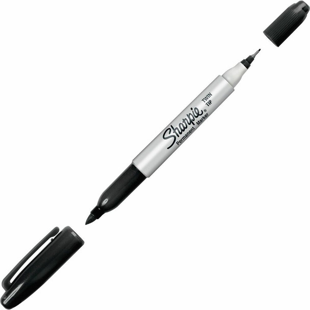 Sharpie Twin Tip Permanent Markers - Black Ink - Alcohol Based - 1 Each
