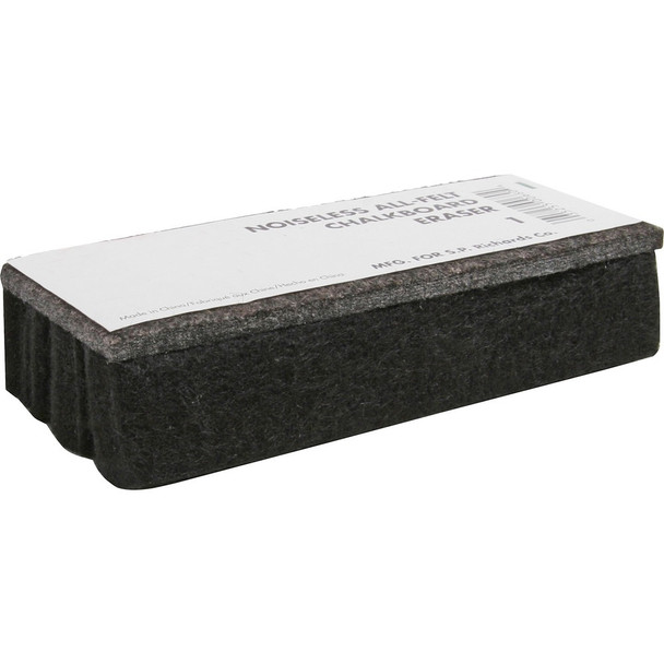 Lorell 1 Chalkboard Eraser - Noiseless, Dustless - Black - Felt - 1 Each