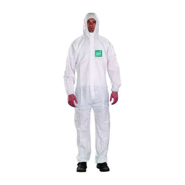 Ansell Hooded Coverall, M, White, Microporous Laminate WH18-B-92-111-03