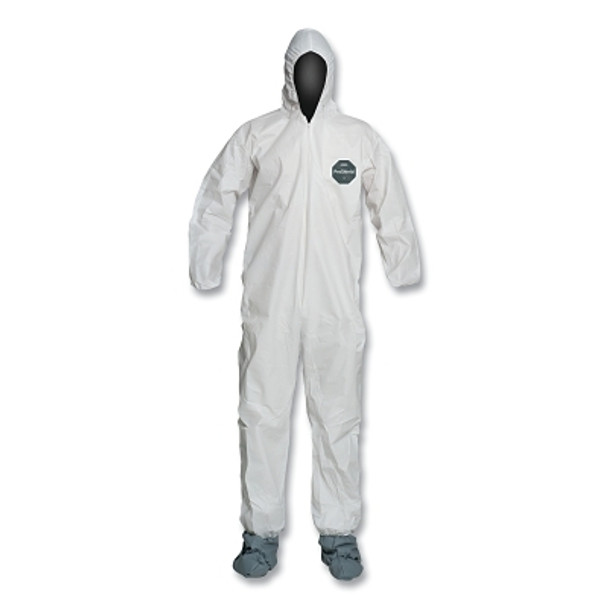ProShield® 50 Hooded Coveralls w/Attached Boots and Elastic Wrists, White, 2X-Large