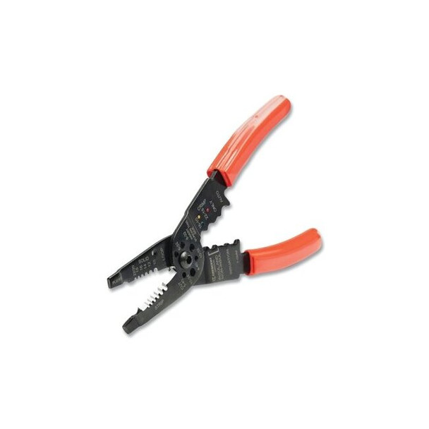 Wire Stripper and Crimper, 8 in, 10 AWG to 22 AWG, Orange PVC Handle