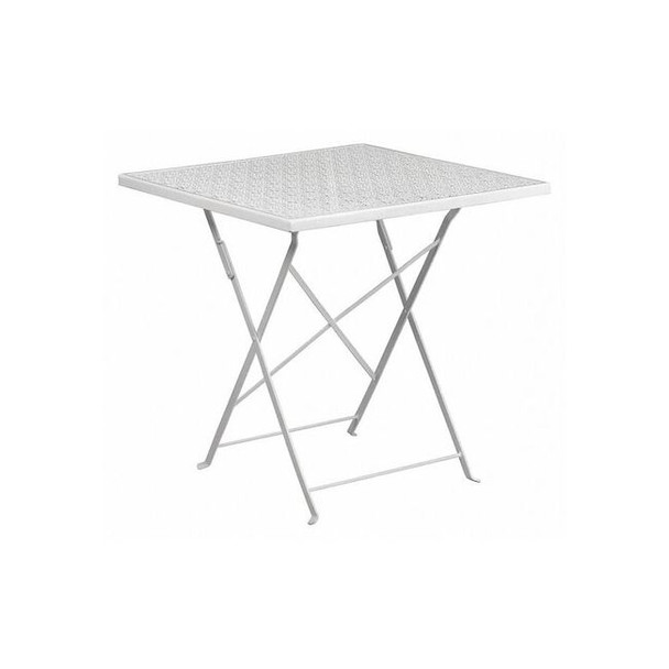 Flash Furniture 28" Square White Steel Folding Patio Table CO-1-WH-GG