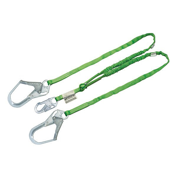 Manyard(TM) HP Shock Absorbing Lanyard, 6 ft. Length, Snap Hook, Steel, 2 Leg(s)