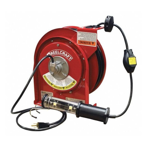 Reelcraft CordReelwithHandLamp,Rd,50ft,16AWG L 4050 163 10