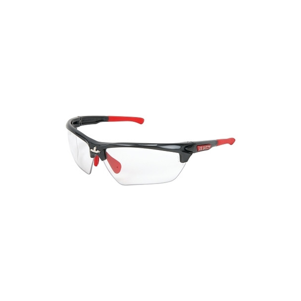 Dominator® DM3 Safety Glasses, Polycarbonate Clear Lens, MAX6®, Gun Metal Polycarbonate/Red TPR
