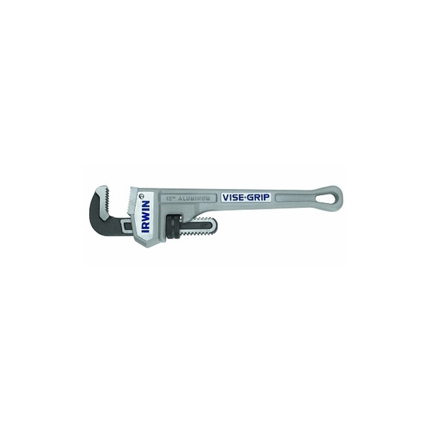 Cast Aluminum Pipe Wrench, Drop Forged Steel Jaw, 12 in